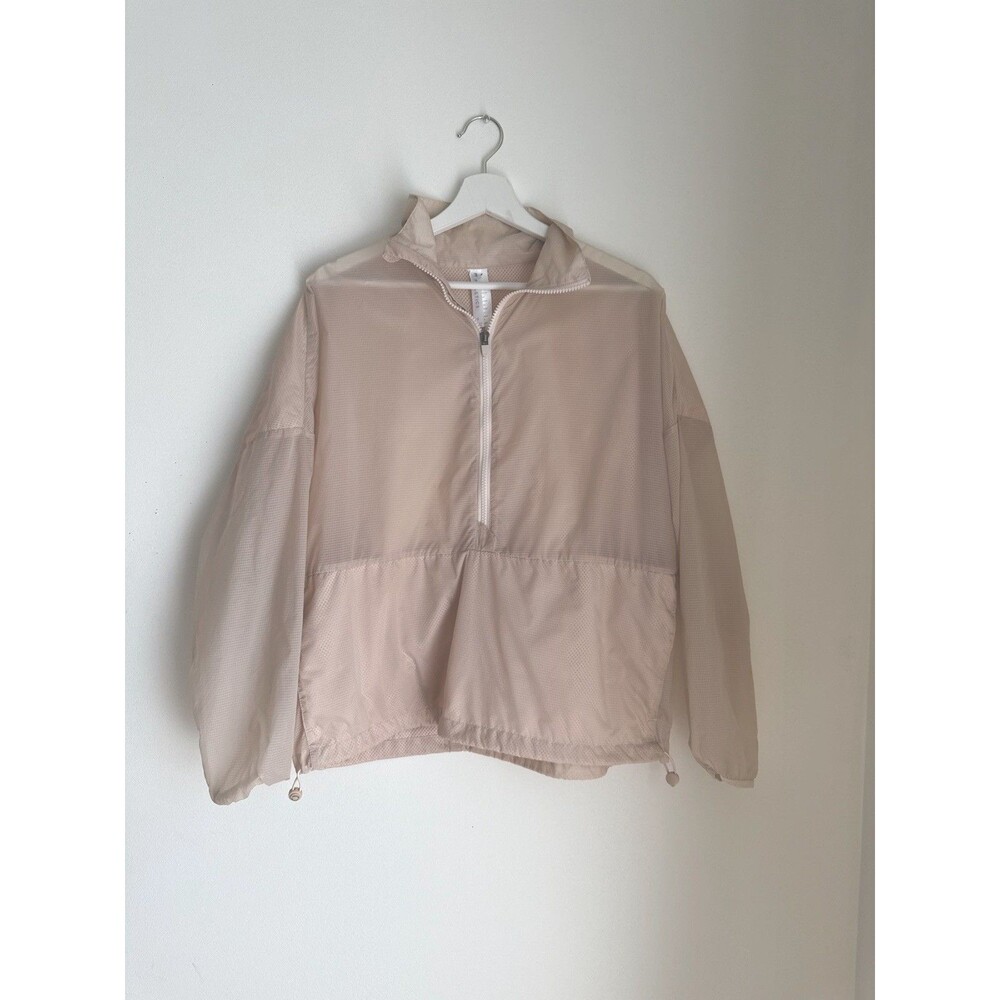 ✿Fabletics Beige Mesh Half Zip Windbreaker Jacket Lightweight Women’s Size S NWT
